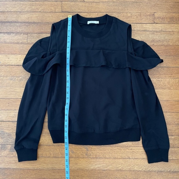 A.L.C Lindsey Black Cold Shoulder Ruffle Top Size 2 - Picture 4 of 7